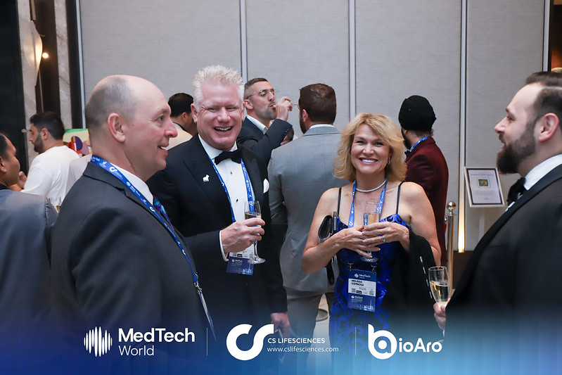 Christian and Melissa Espinosa sharing a laugh with guests at the MedTech World gala in Dubai