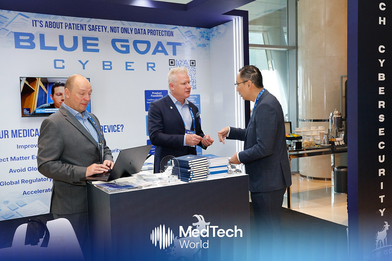 Blue Goat Cyber Title Sponsor booth at MedTech World Dubai 2026