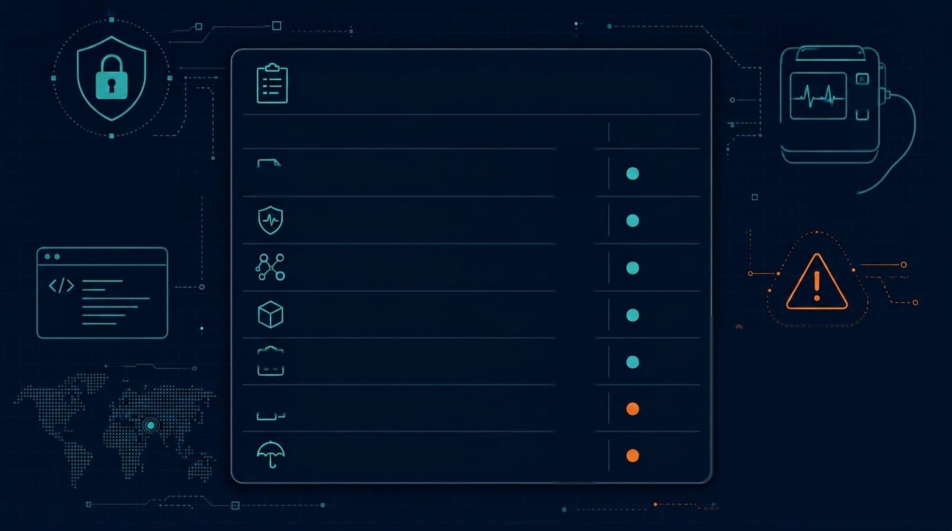 Hero illustration for the article: MedTech Cybersecurity Partner Evaluation Checklist