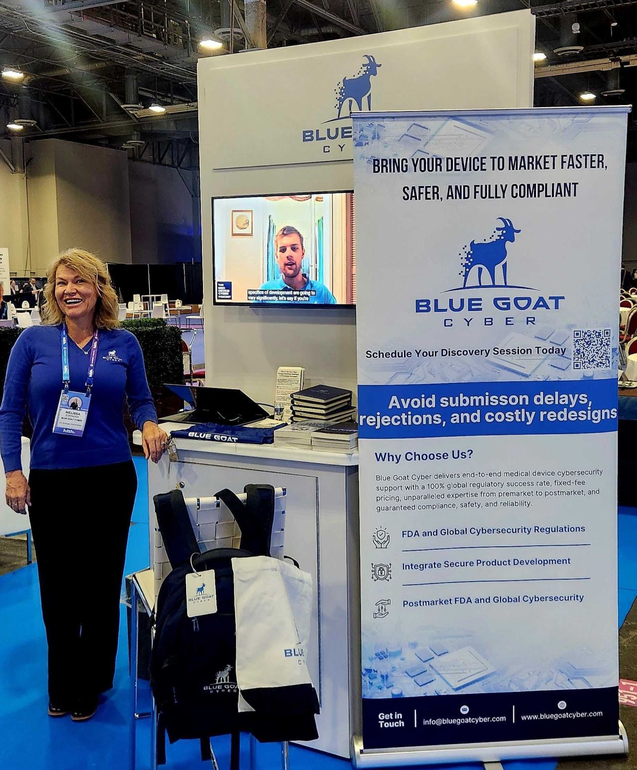 Blue Goat Cyber booth at HLTH conference