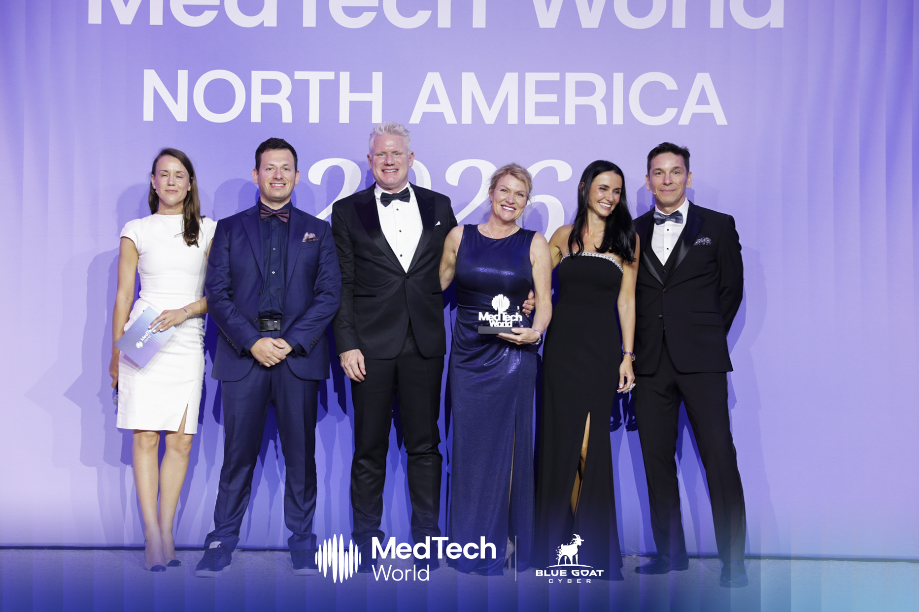 Blue Goat Cyber receiving an award on stage at MedTech World North America 2026