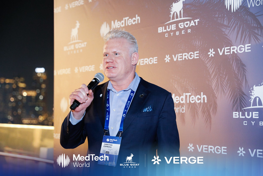 Christian Espinosa speaking at the MedTech World Dubai reception