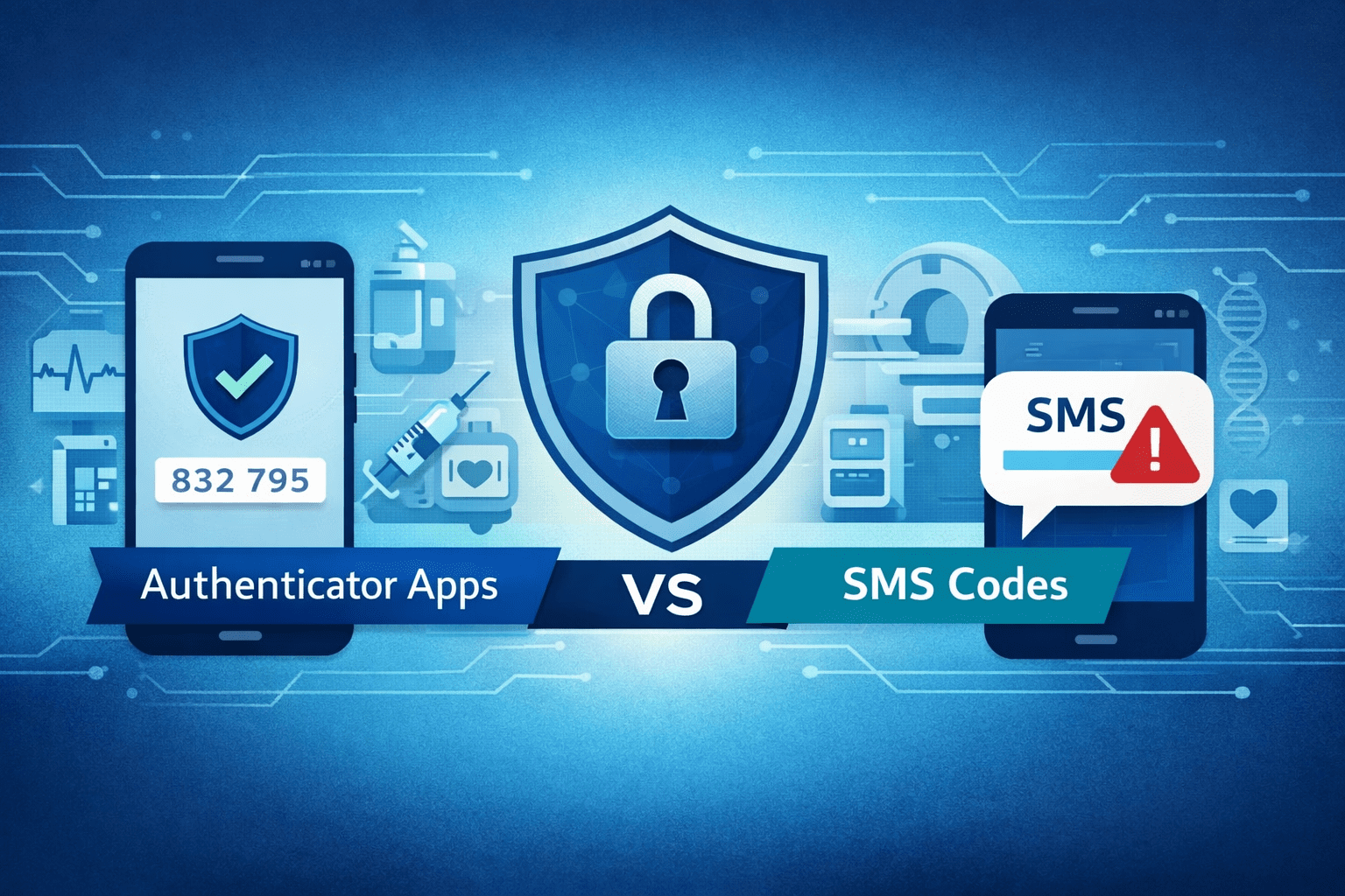Identity & Access article cover: Apps vs. SMS for Two-Factor Authentication: Which Is Safer for MedTech?