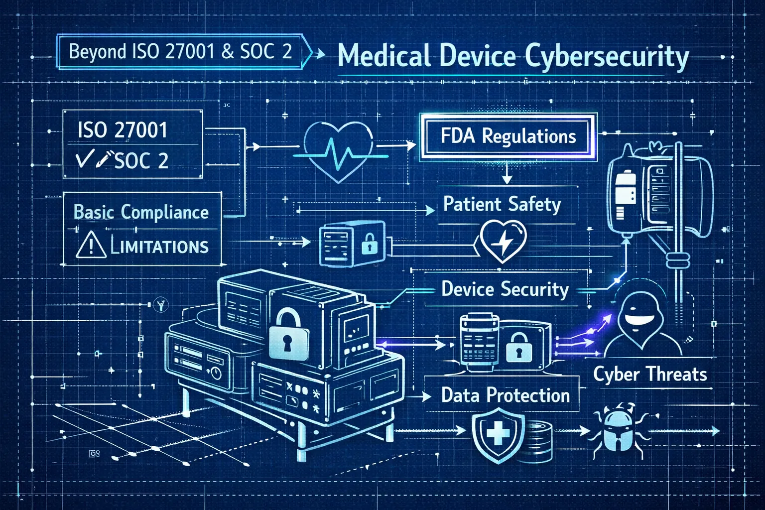 Cover image for Why ISO 27001 and SOC 2 Are Not Enough for FDA Medical Device Cybersecurity