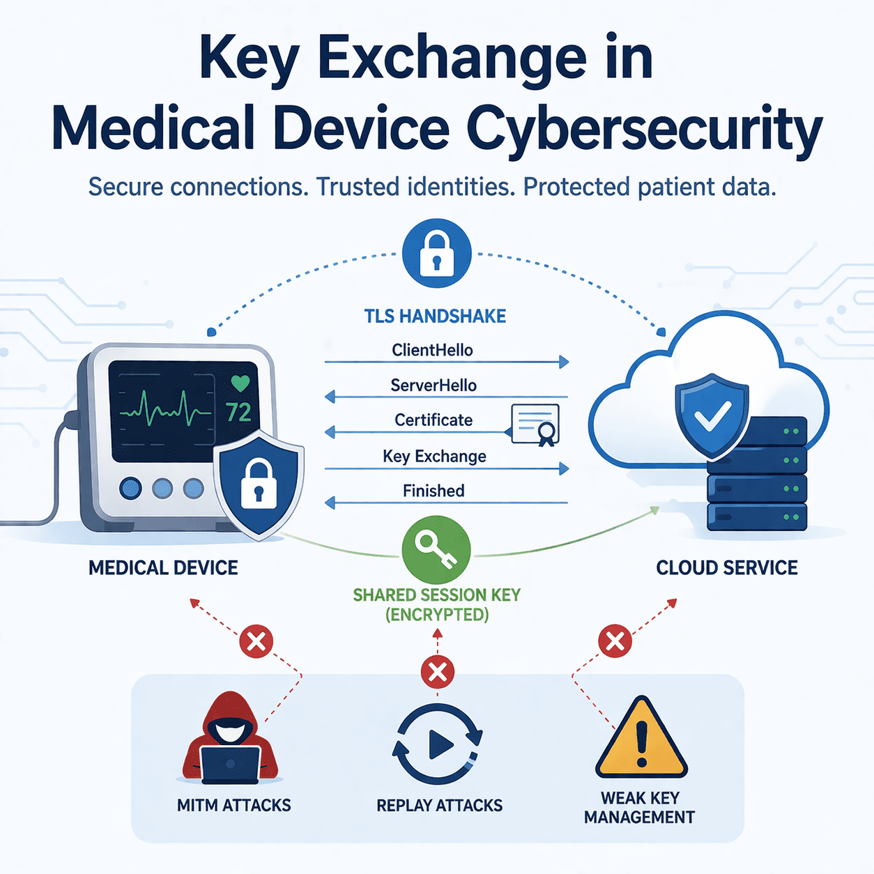 Networking article cover: Key Exchange in Medical Device Cybersecurity: TLS, PKI, and Keys