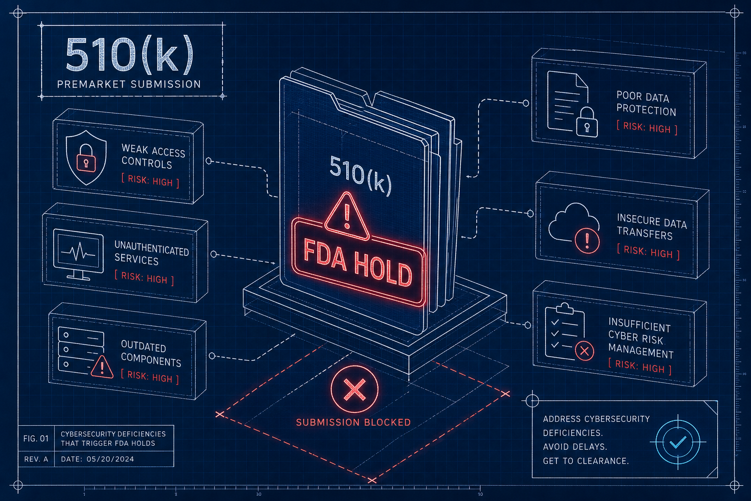 Cover image for 510(k) Cybersecurity Deficiencies That Trigger FDA Holds