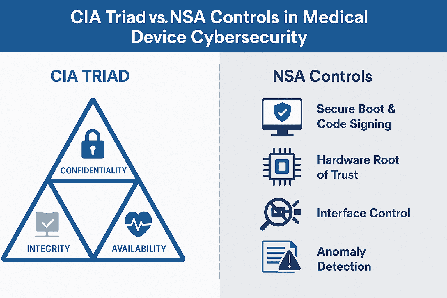 Primer article cover: CIA Triad vs. NSA Controls in Medical Device Cybersecurity