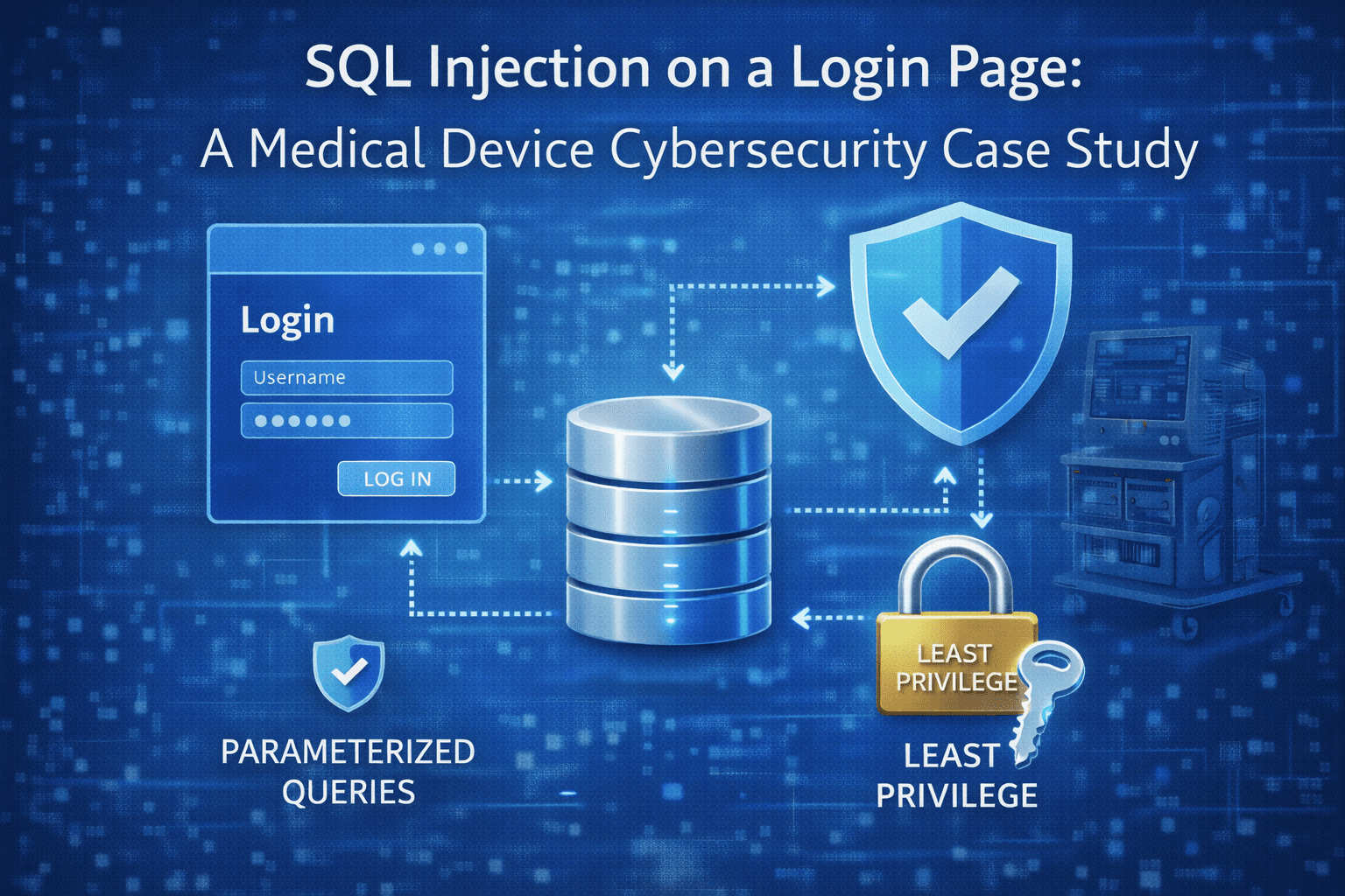 Pen Testing article cover: SQL Injection on a Login Page: A Medical Device Cybersecurity Case Study (and How to Prevent It)