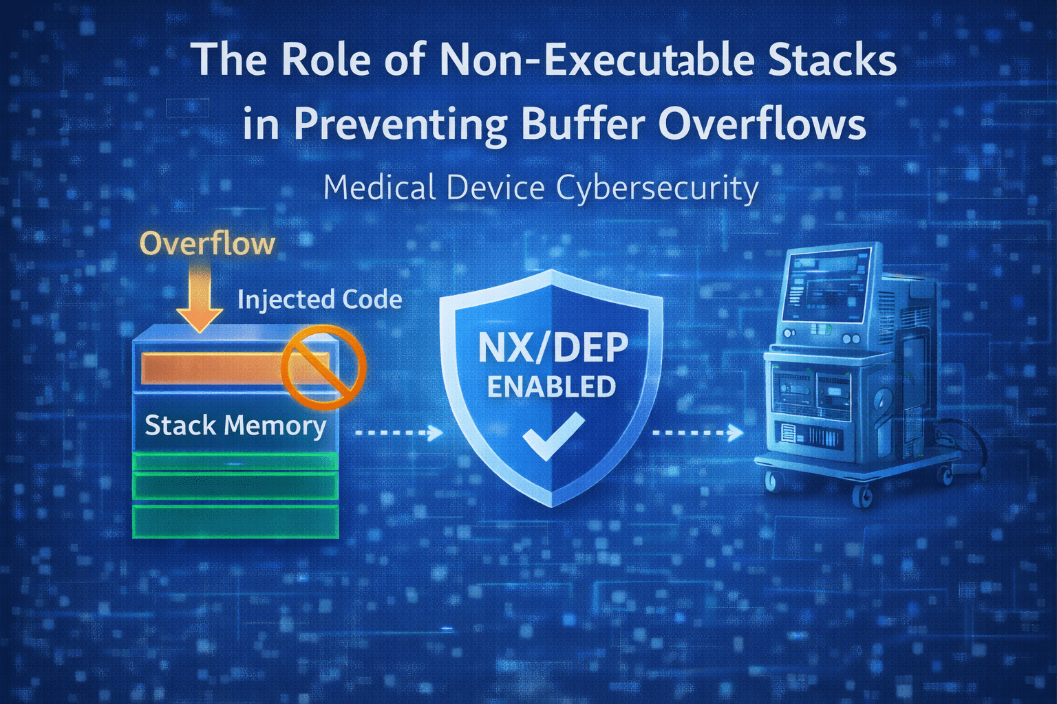 Pen Testing article cover: Non-Executable Stacks (NX/DEP) in Medical Devices: Preventing Buffer Overflow Exploits