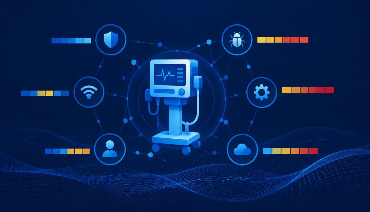 Hero illustration for the Fundamentals article: CVSS Scoring for Medical Devices: A Complete Walkthrough