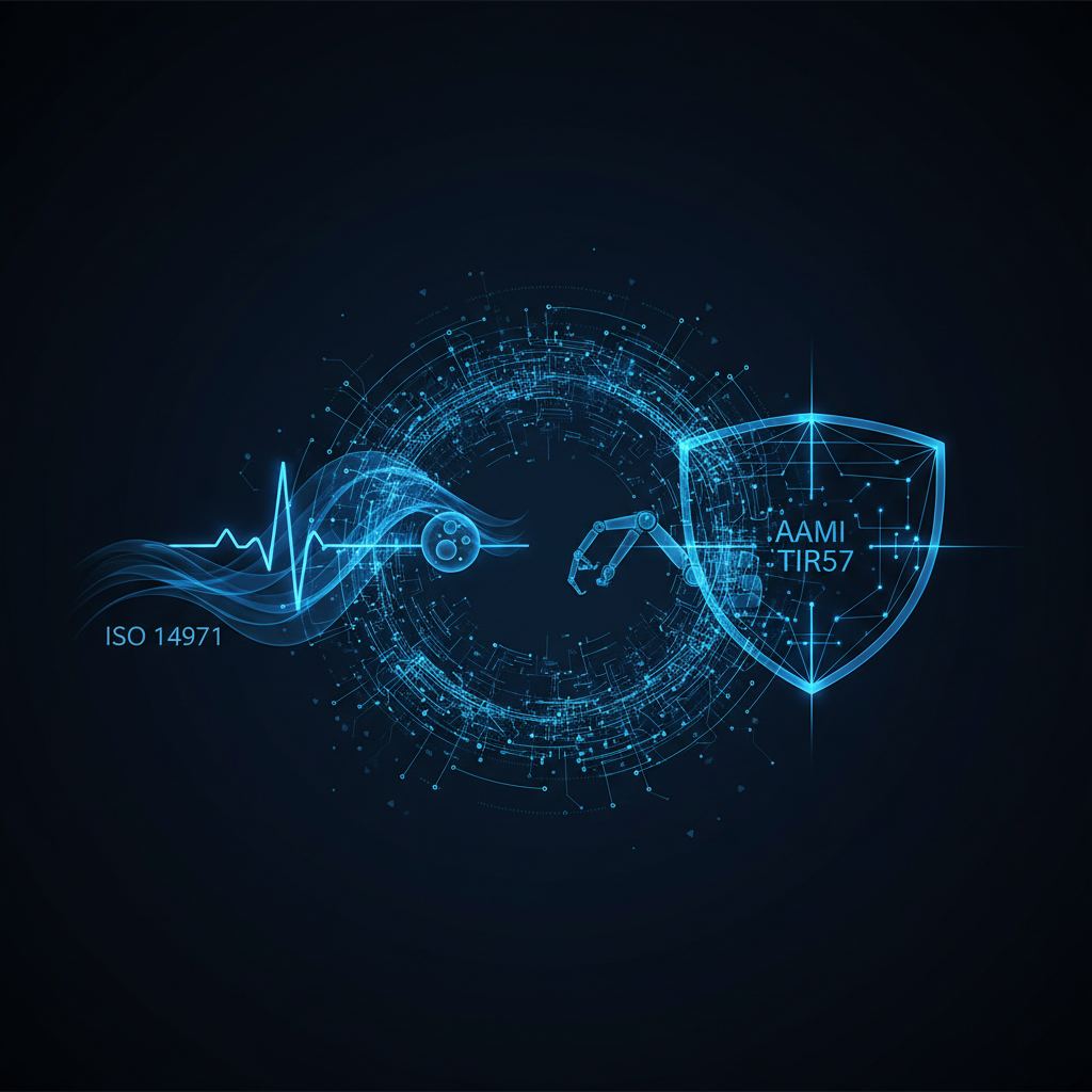 Standards article cover: ISO 14971 + AAMI TIR57: The Connection
