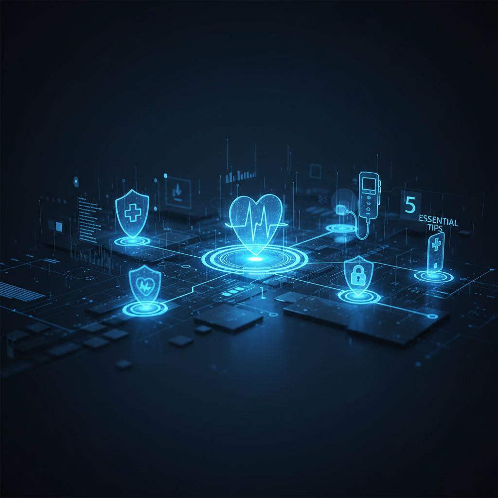 Networked medical devices connected by a digital lock, illustrating IoT medical device security
