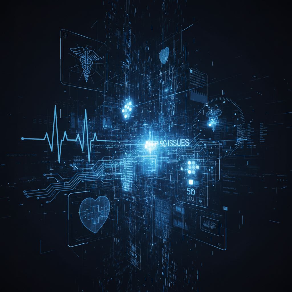 Digital network graphic with a stylized goat icon, symbolizing medical device cybersecurity risks and vulnerabilities