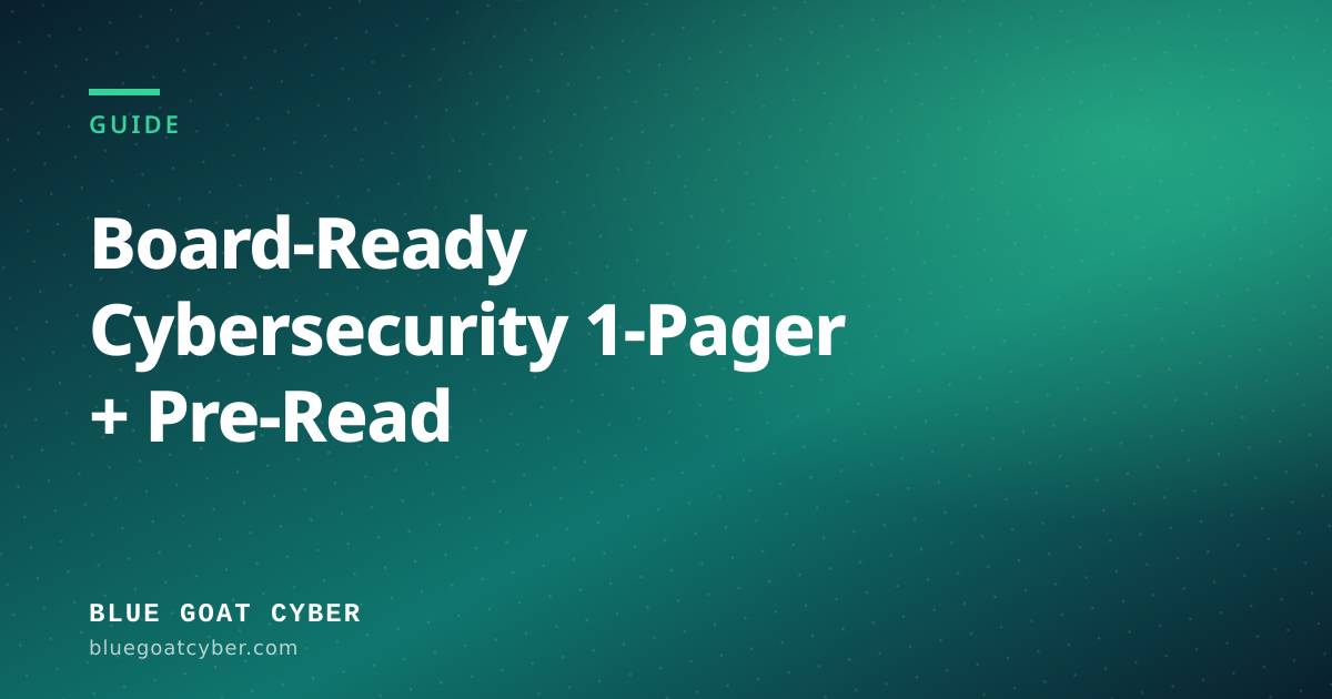 Hero illustration for the Standards article: Board-Ready Cybersecurity 1-Pager + Pre-Read