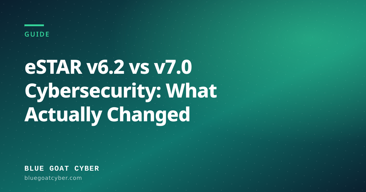 Hero illustration for the FDA article: eSTAR v6.2 vs v7.0 Cybersecurity: What Actually Changed