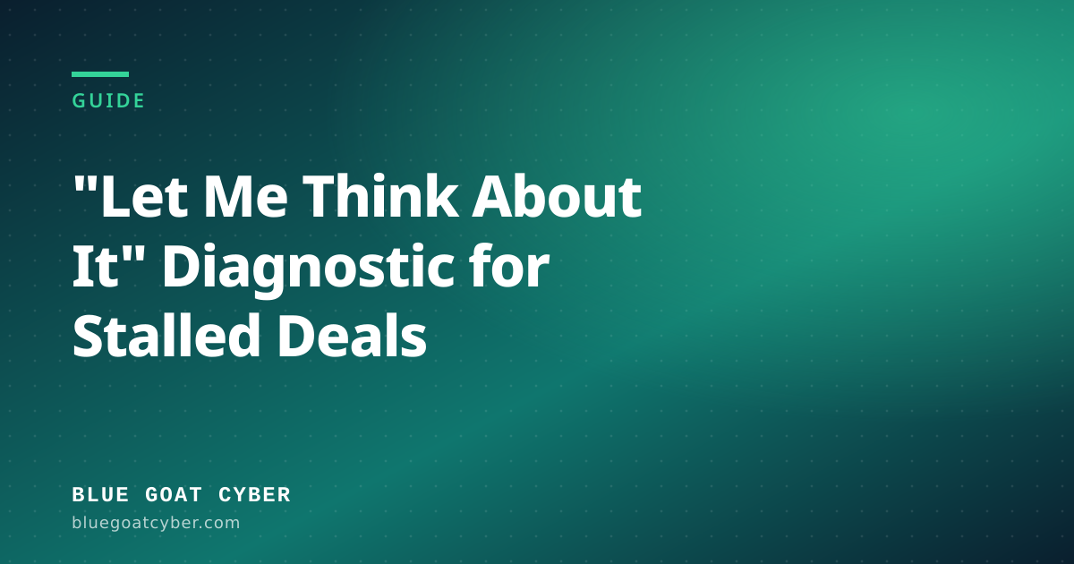 Hero illustration for the Standards article: "Let Me Think About It" Diagnostic for Stalled Deals