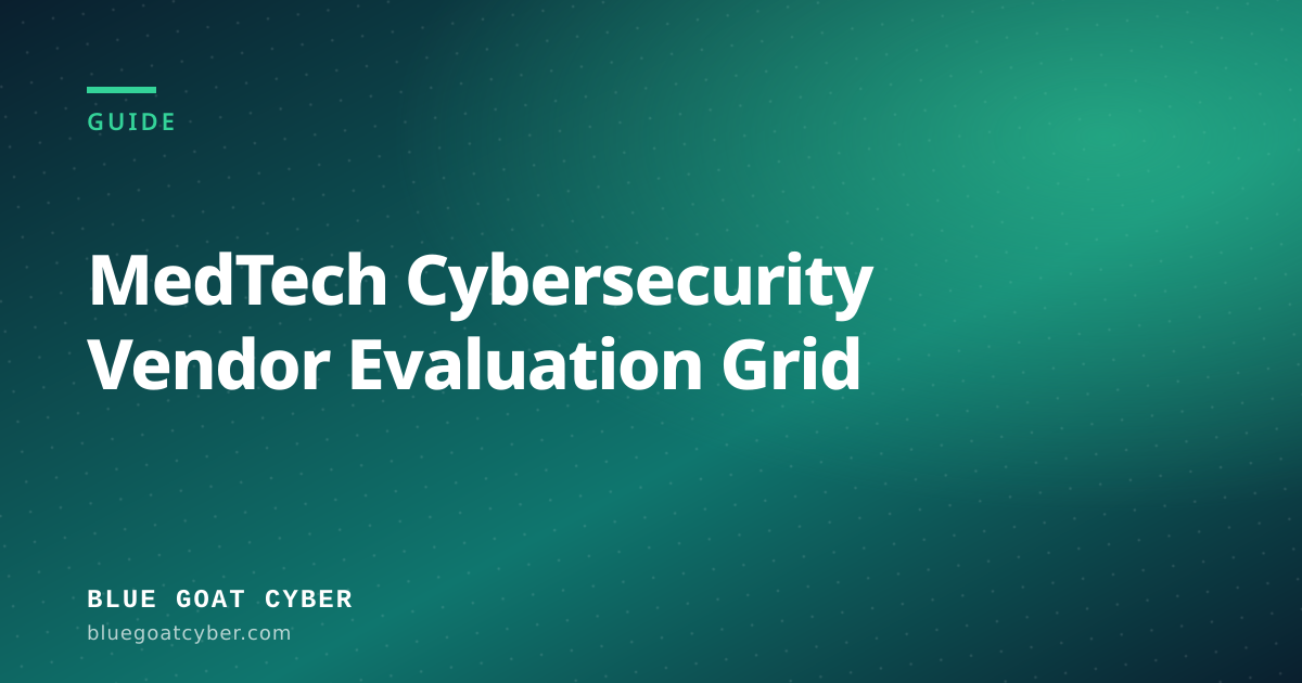 Hero illustration for the Vendor Selection article: MedTech Cybersecurity Vendor Evaluation Grid