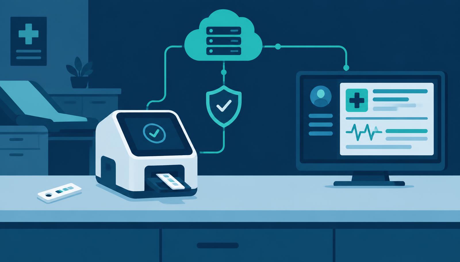 Hero illustration for the Compliance article: CLIA-Waived Test Cybersecurity: Point-of-Care Risks