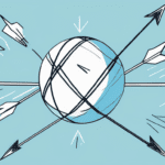 A qubit represented as a sphere with arrows pointing in different directions