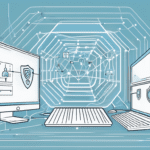 An abstract representation of a virtual dom structure intertwined with cybersecurity elements