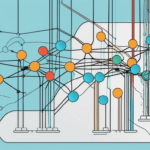 A network switch with multiple vlans represented as colorful