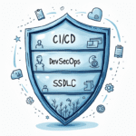 A layered shield representing cybersecurity